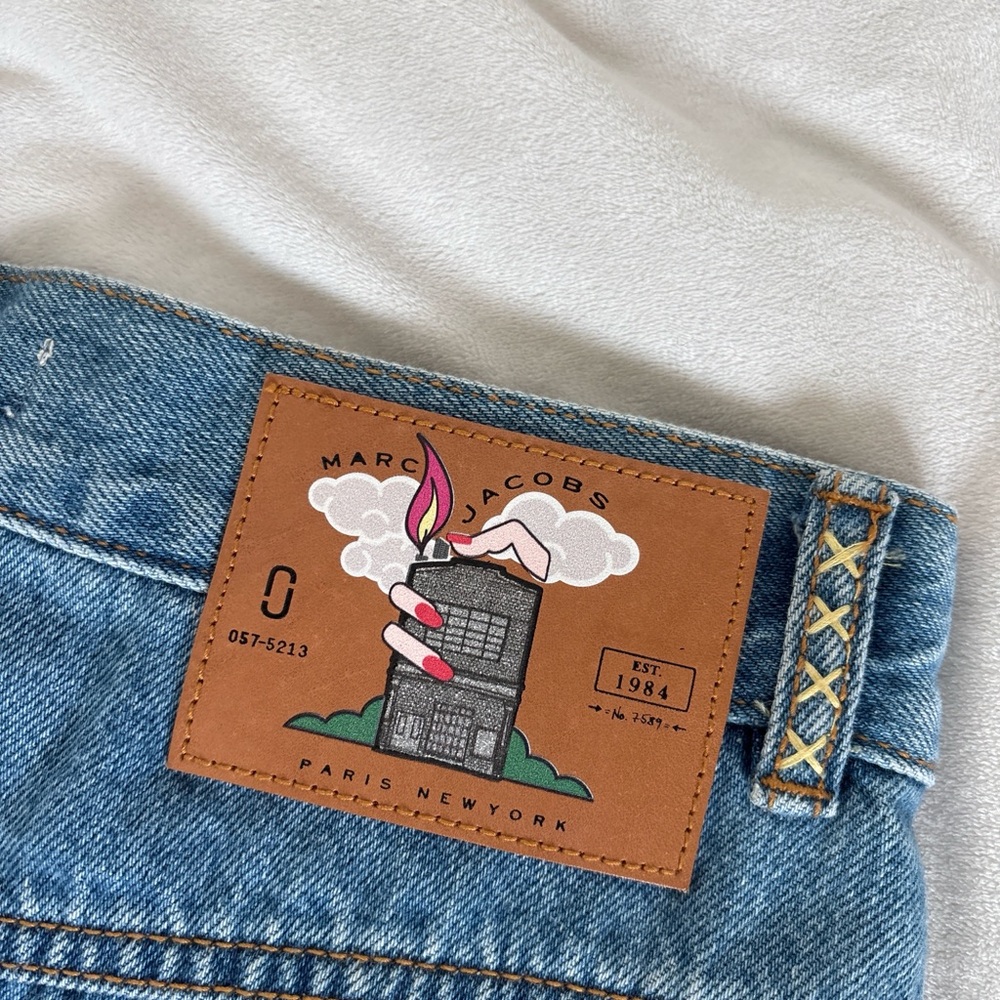 Marc Jacobs Blue Denim Skirt with Embroidered Patches - Picture 5 of 5